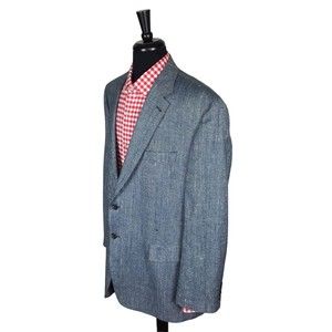 Lauren Ralph Lauren Mens 100% Silk Blue Sport Coat Blazer Jacket Size 48R